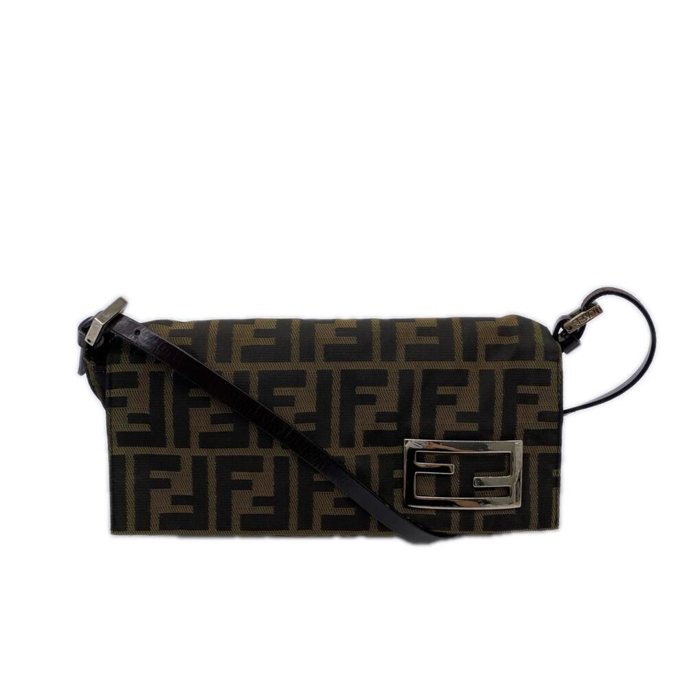 FENDI Canvas Zucca Mini Shoulder Bag 26776 - Bag, Brown Leather, Women's